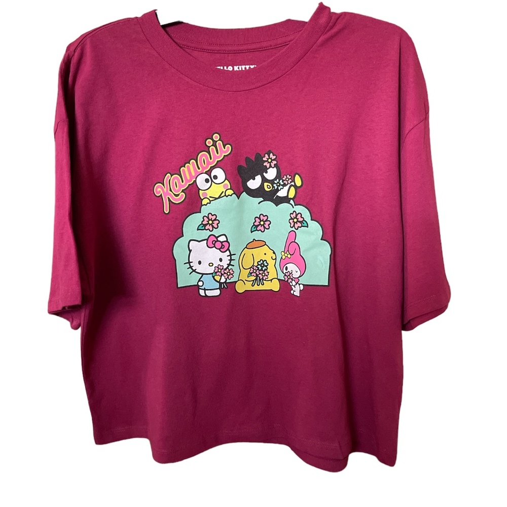 Sanrio Hello Kitty Kawaii Burgundy Shirt NWOT Large